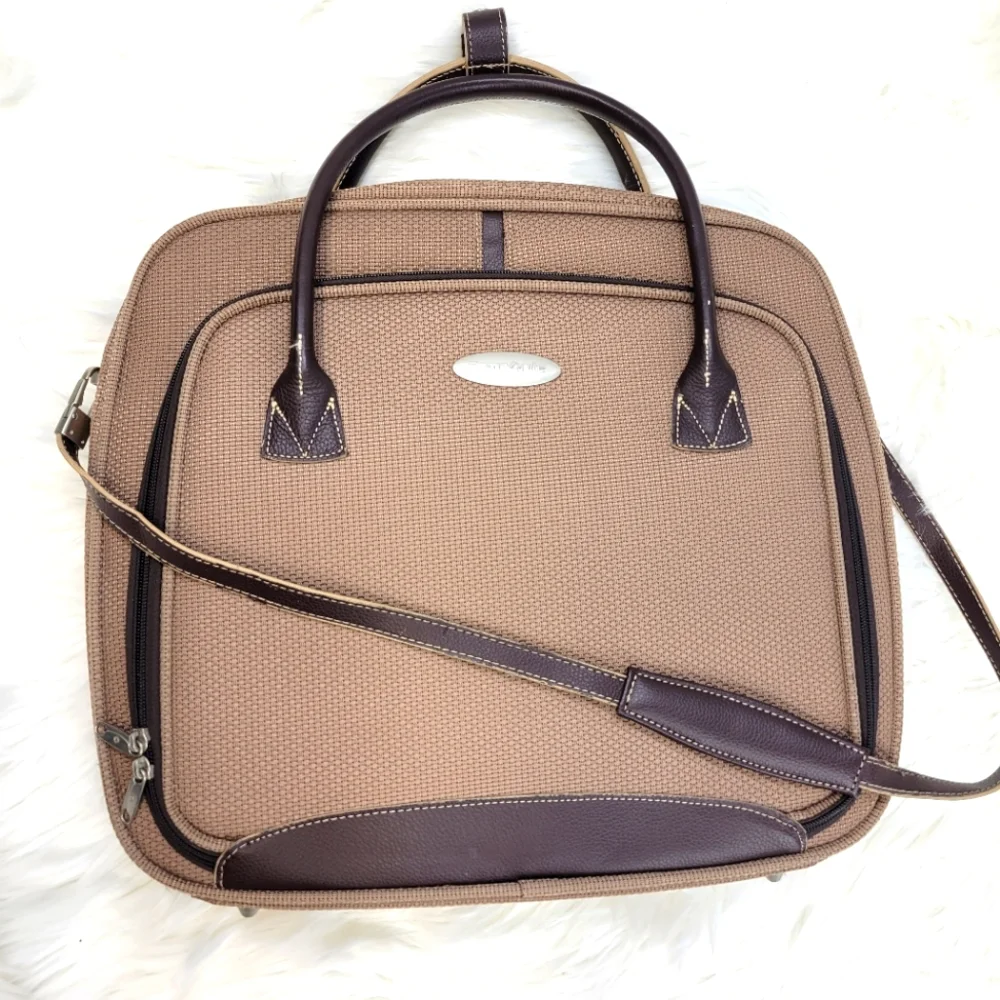 Samsonite wheat brown computer laptop briefcase